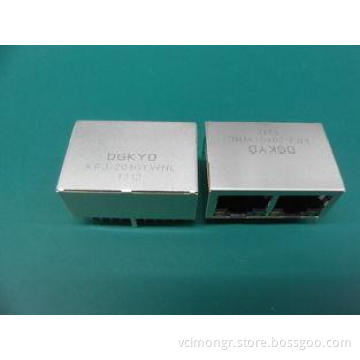 PCB Mounting Receptacle 2 Port RJ45 Jack Connectors 10 / 10
